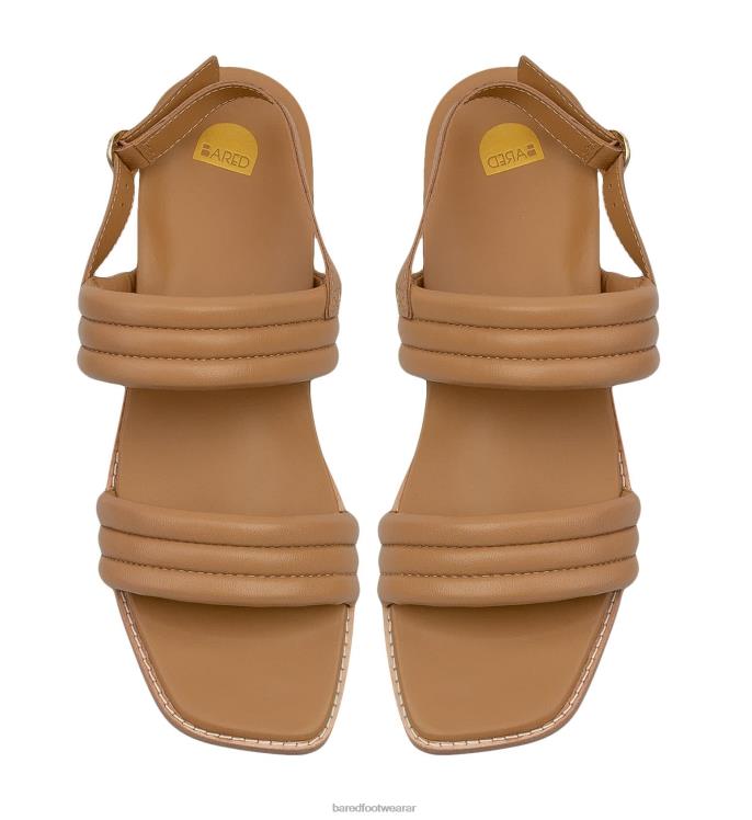Bared Footwear mujer botín sandalias planas de cuero tostado 4Z004178
