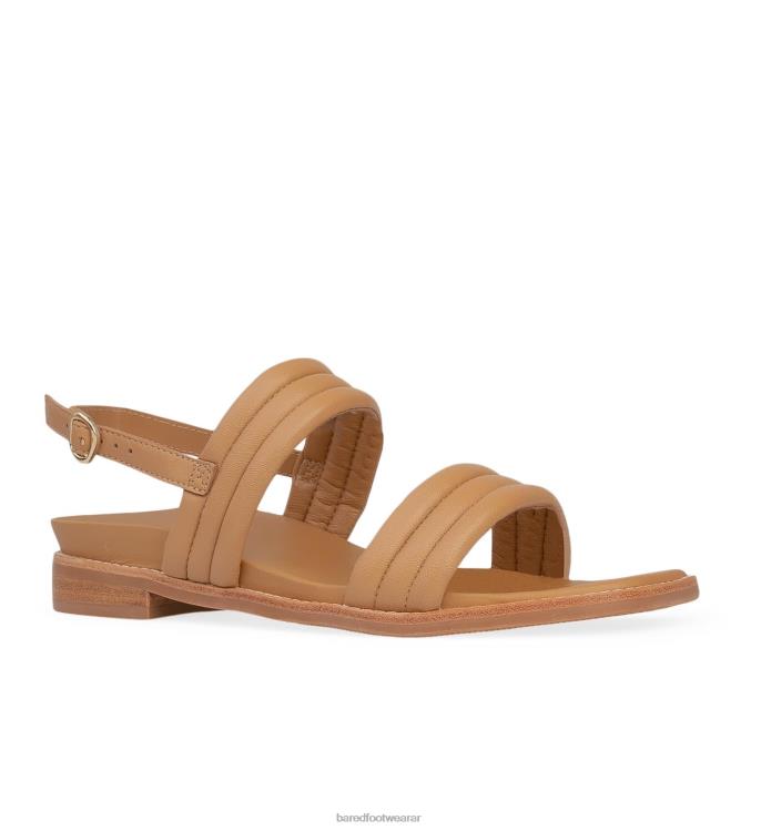Bared Footwear mujer botín sandalias planas de cuero tostado 4Z004178