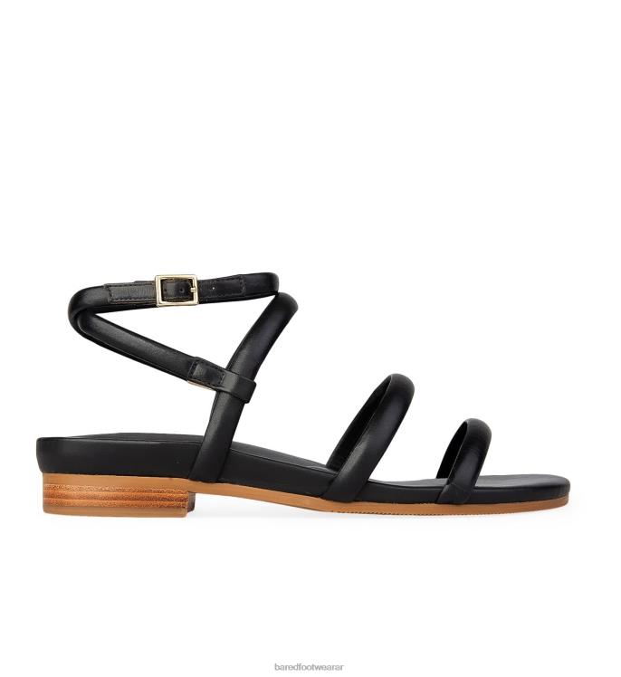 Bared Footwear mujer bulbul sandalias planas de cuero negro 4Z004218