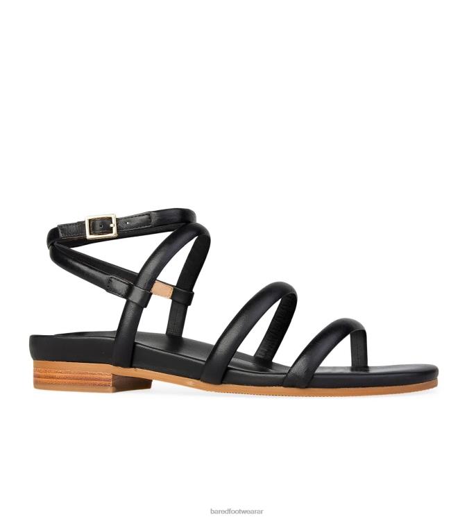 Bared Footwear mujer bulbul sandalias planas de cuero negro 4Z004218