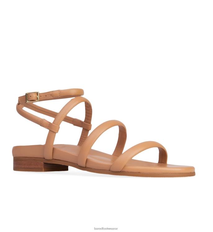 Bared Footwear mujer bulbul sandalias planas de cuero tostado rubor 4Z004219