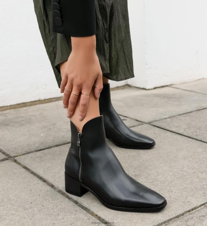 Bared Footwear mujer canastera botas de tacón de cuero negro 4Z004210