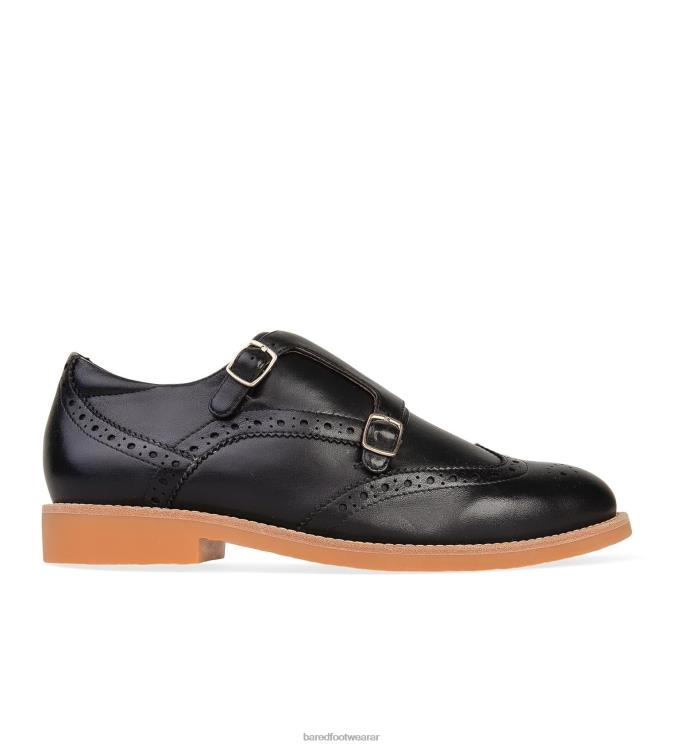 Bared Footwear mujer canastero zapatos planos negros con doble hebilla 4Z004139