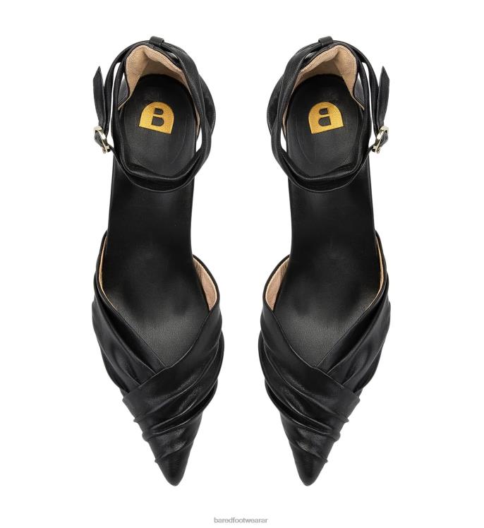 Bared Footwear mujer cardar tacones altos de cuero negro 4Z00485