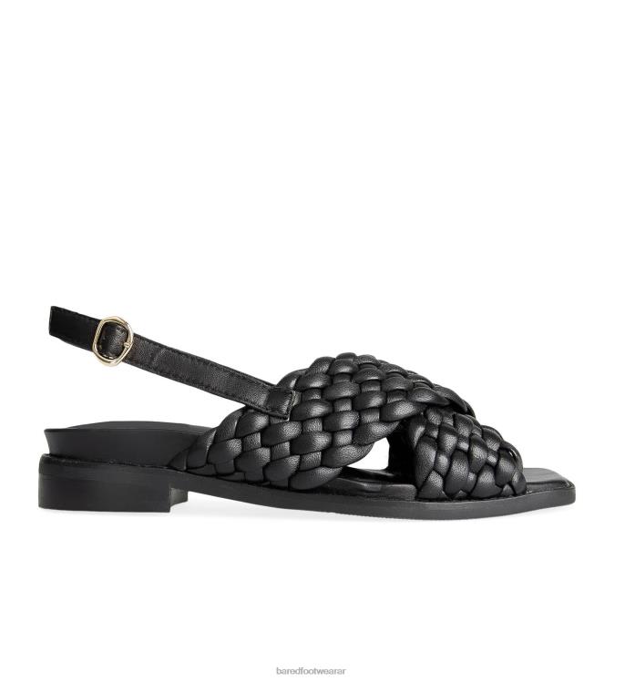 Bared Footwear mujer chanclo sandalia de cuero negro 4Z004244