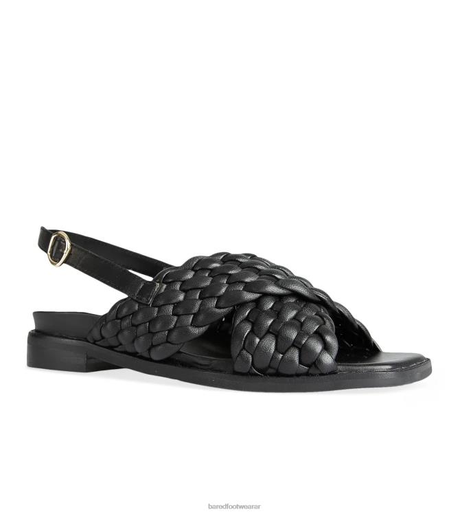 Bared Footwear mujer chanclo sandalia de cuero negro 4Z004244