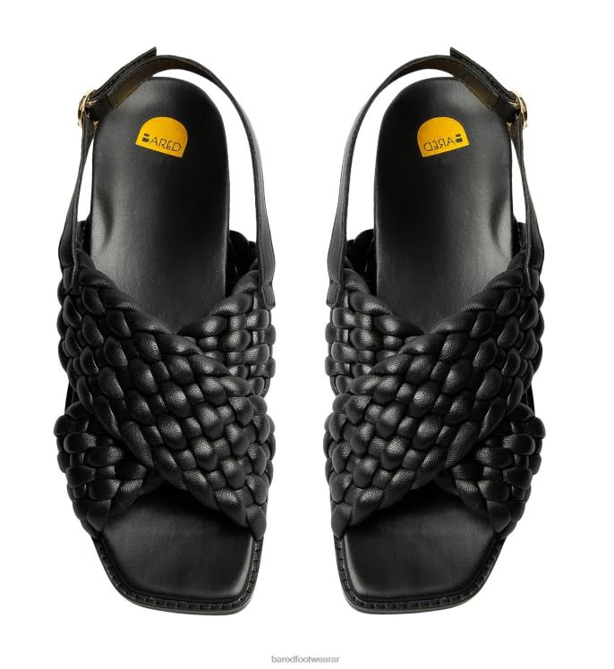 Bared Footwear mujer chanclo sandalia de cuero negro 4Z004244