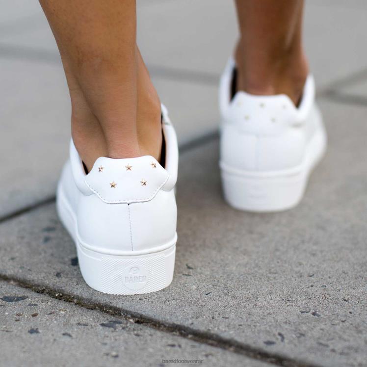 Bared Footwear mujer cola de espina zapatillas blancas de cuero y estrellas doradas 4Z004267