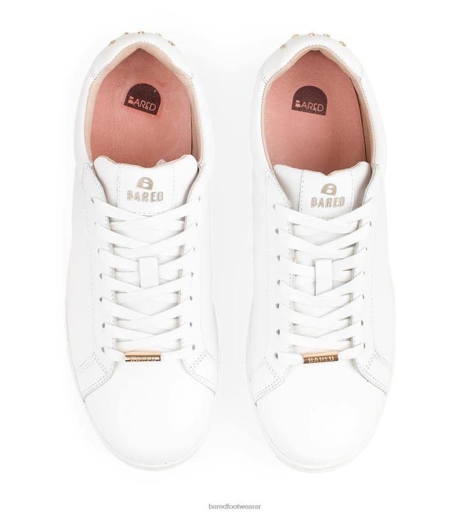Bared Footwear mujer cola de espina zapatillas blancas de cuero y estrellas doradas 4Z004267