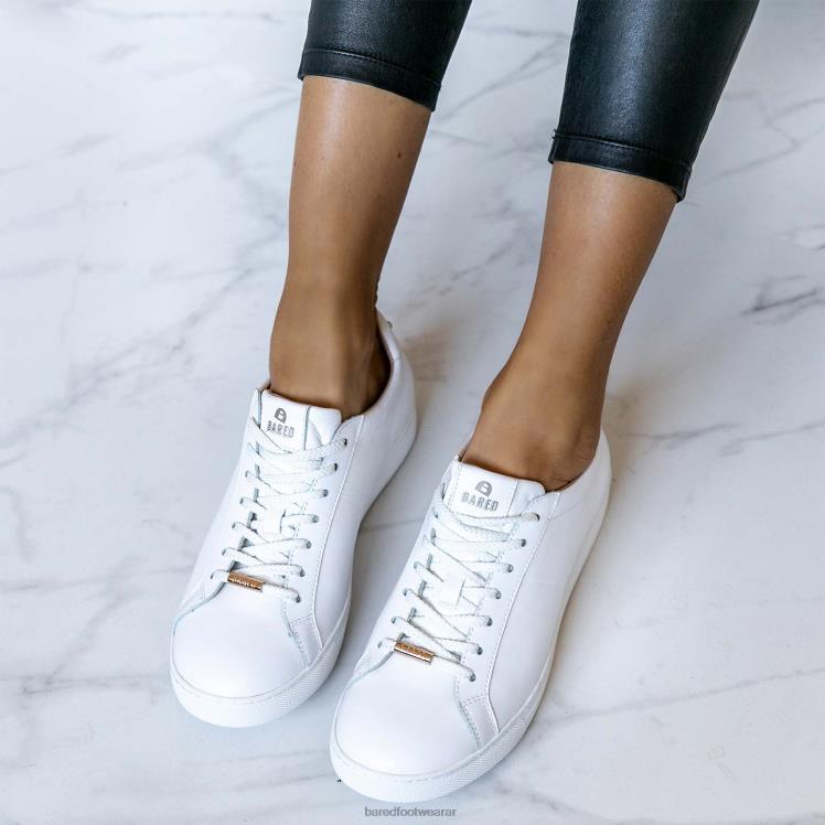Bared Footwear mujer cola de espina zapatillas blancas de cuero y estrellas doradas 4Z004267