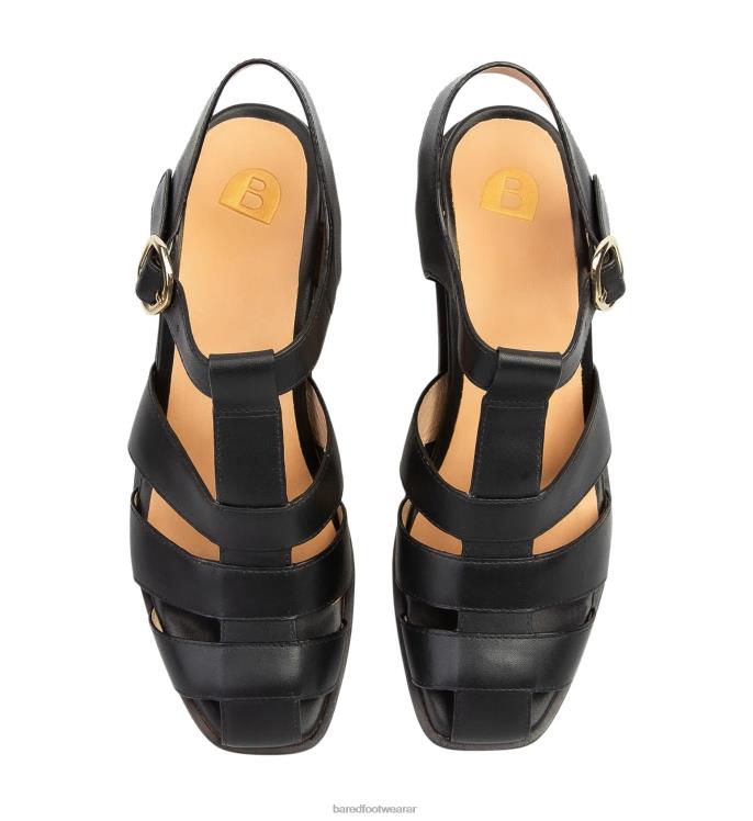Bared Footwear mujer colirrojo tacones bajos de cuero negro 4Z004181