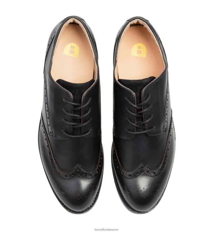 Bared Footwear mujer corcel negro con suela negra zapatos planos con cordones 4Z004225