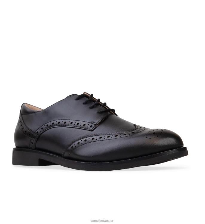 Bared Footwear mujer corcel negro con suela negra zapatos planos con cordones 4Z004225