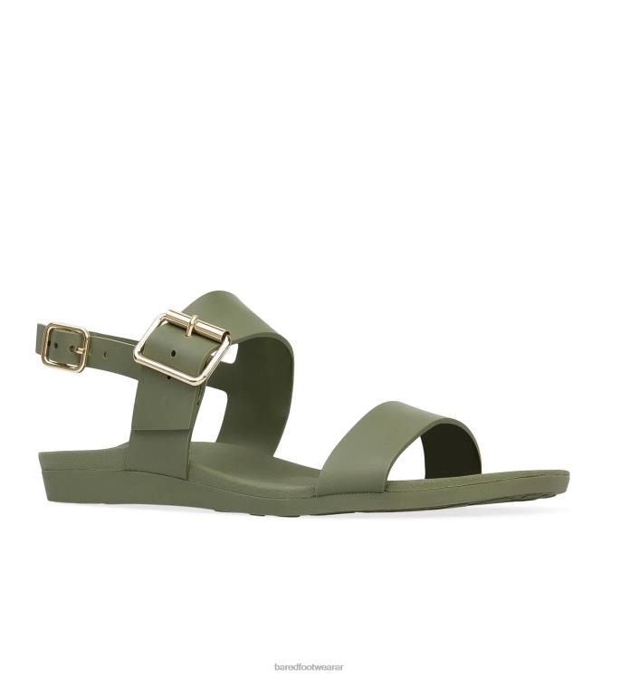 Bared Footwear mujer correlimos sandalias planas de goma verde oliva 4Z004301