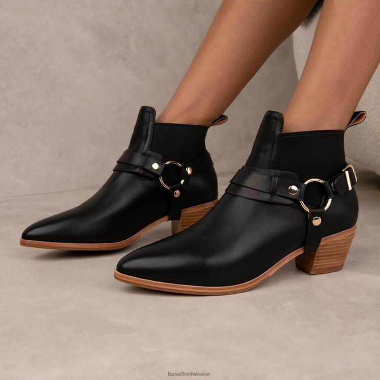 Bared Footwear mujer cuco botas planas de cuero negro 4Z004291