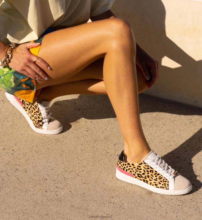 Bared Footwear mujer cálao 3 tenis de piel con estampado de leopardo y rosa caramelo 4Z004134