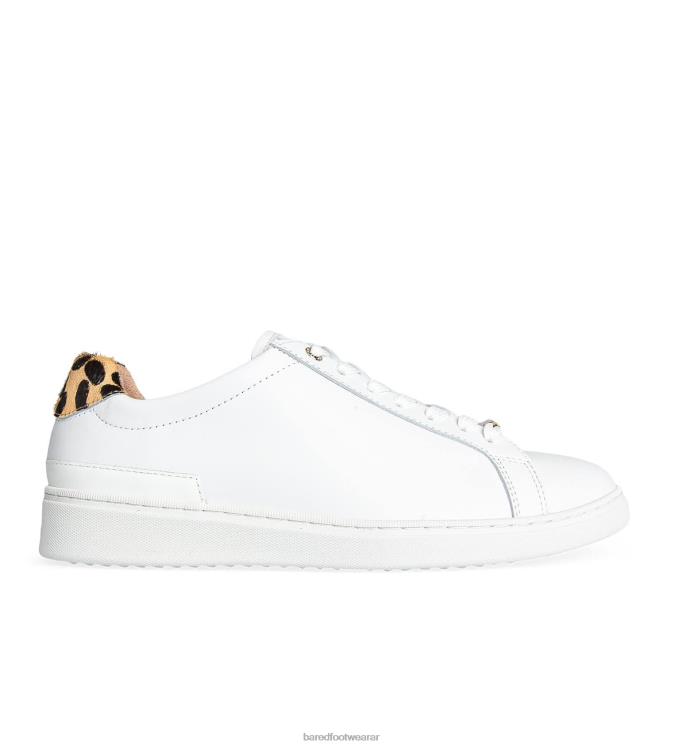 Bared Footwear mujer cálao 3 zapatillas blancas de piel y pelo de becerro con motivo de leopardo 4Z004251