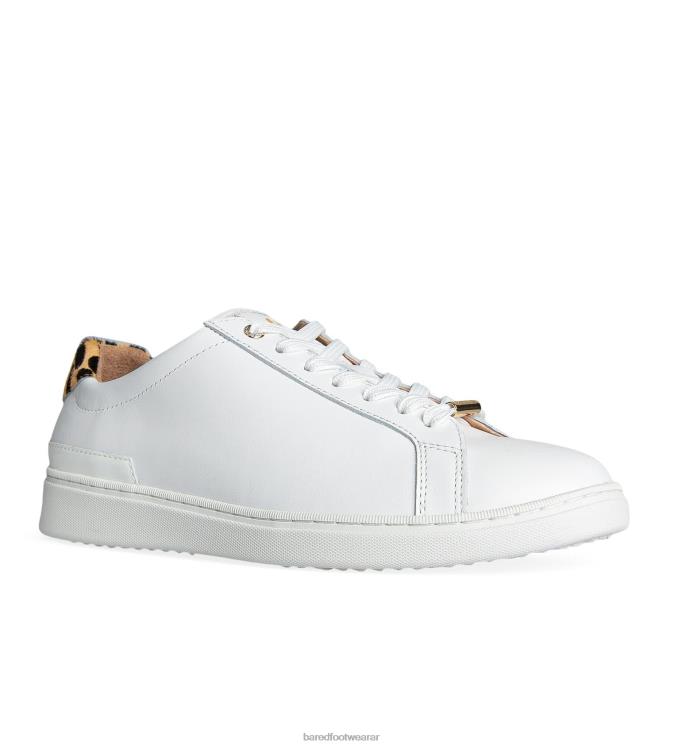 Bared Footwear mujer cálao 3 zapatillas blancas de piel y pelo de becerro con motivo de leopardo 4Z004251