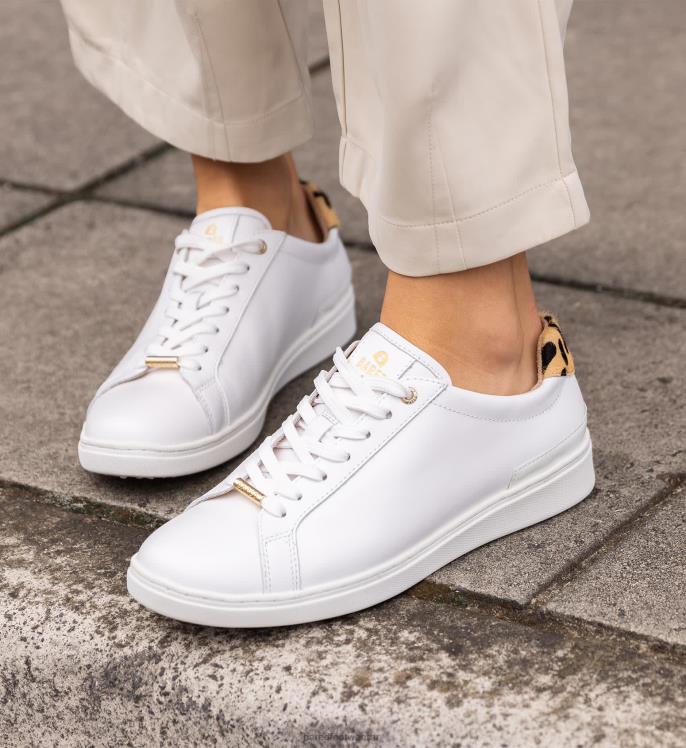 Bared Footwear mujer cálao 3 zapatillas blancas de piel y pelo de becerro con motivo de leopardo 4Z004251