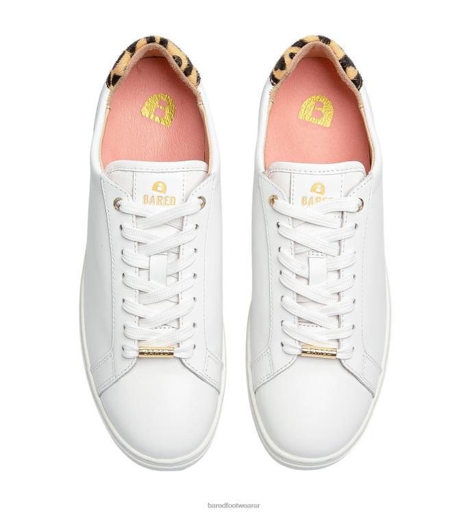Bared Footwear mujer cálao 3 zapatillas blancas de piel y pelo de becerro con motivo de leopardo 4Z004251