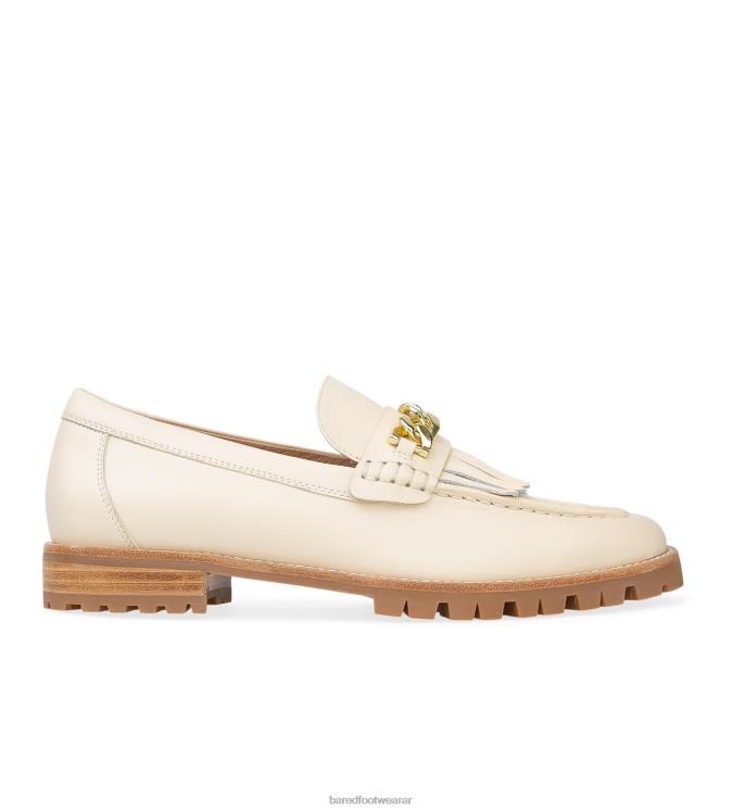 Bared Footwear mujer elaenia mocasines de piel color leche con cadena 4Z004146