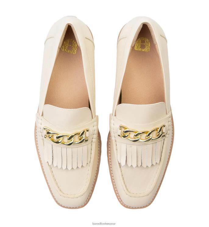 Bared Footwear mujer elaenia mocasines de piel color leche con cadena 4Z004146