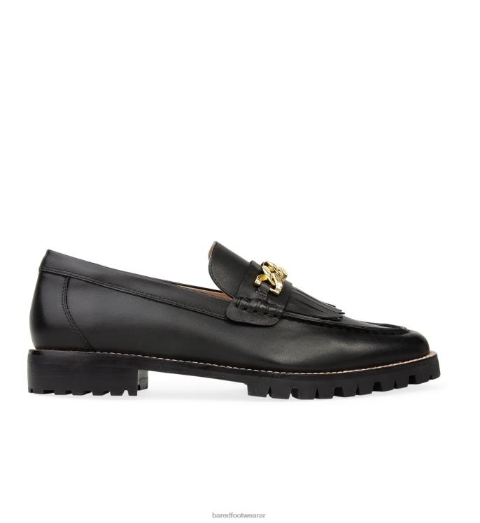 Bared Footwear mujer elaenia mocasines de piel negra con cadena 4Z004144