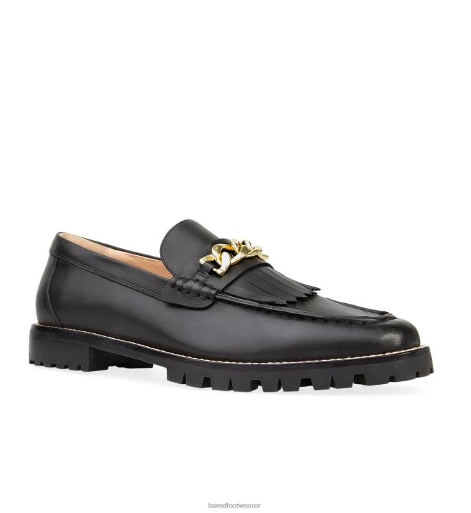 Bared Footwear mujer elaenia mocasines de piel negra con cadena 4Z004144