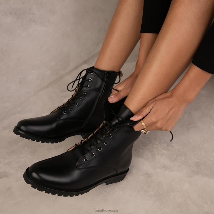 Bared Footwear mujer escocés 2 botas planas de cuero negro 4Z004284