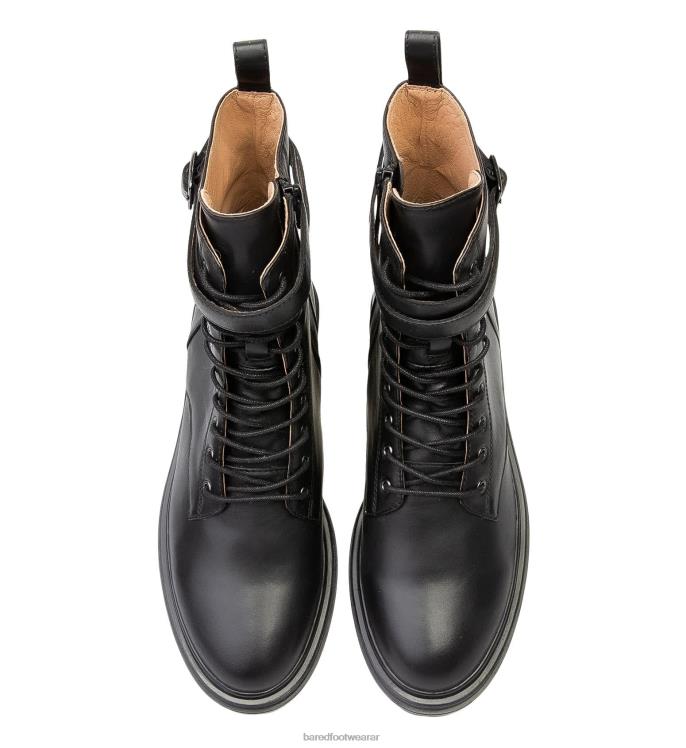 Bared Footwear mujer falaropo botas planas de cuero negro 4Z00494
