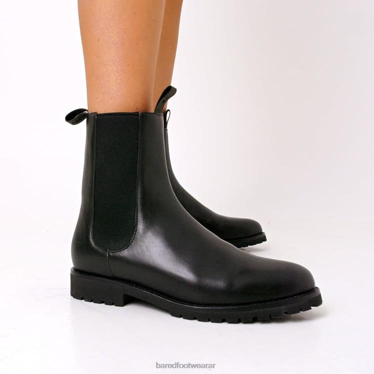 Bared Footwear mujer focha botas planas de cuero negro 4Z004204