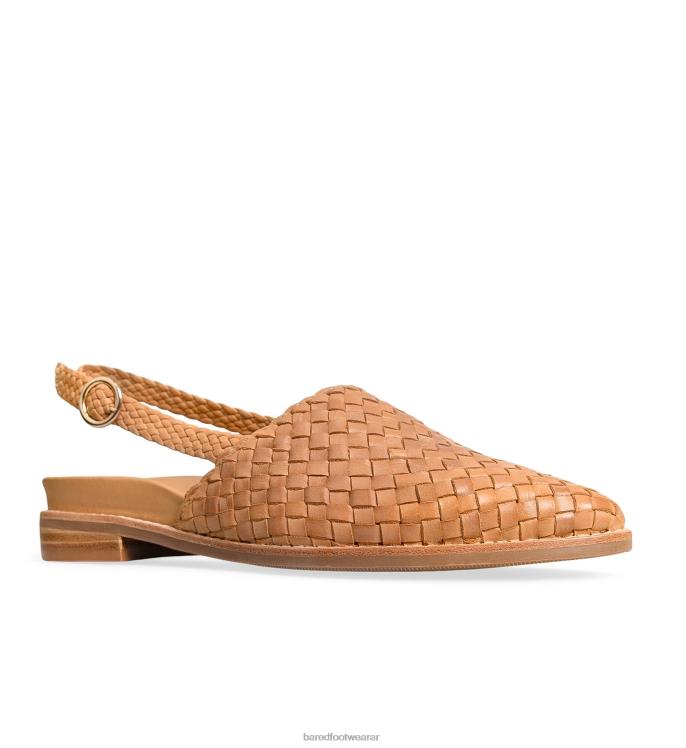 Bared Footwear mujer garza sandalias planas de cuero marrón claro 4Z004257