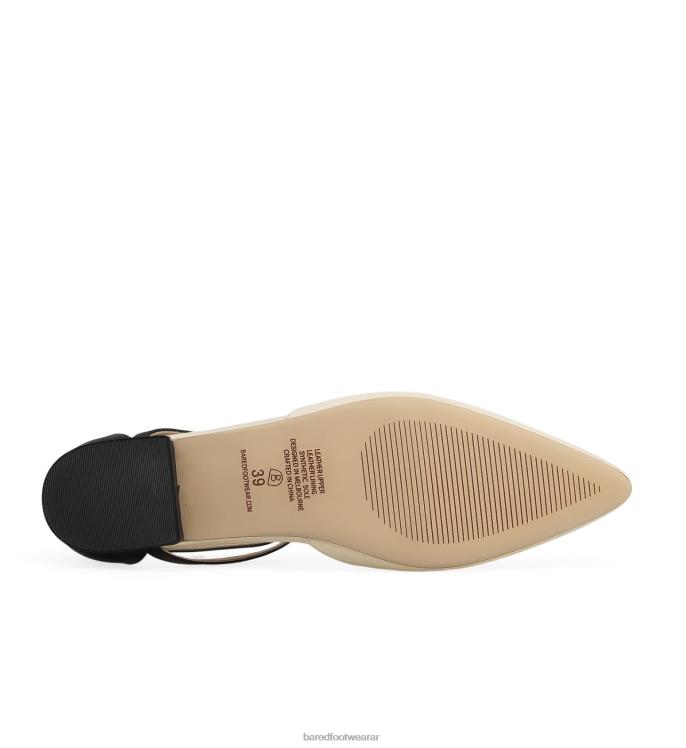 Bared Footwear mujer grackle bailarinas de cuero negro y leche de avena 4Z00478