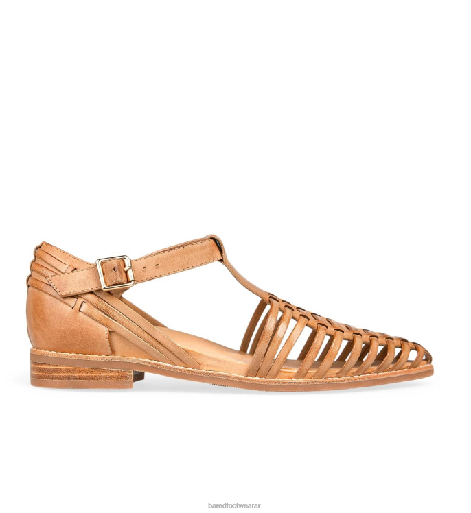 Bared Footwear mujer guía de miel sandalias planas de cuero tostado 4Z004231