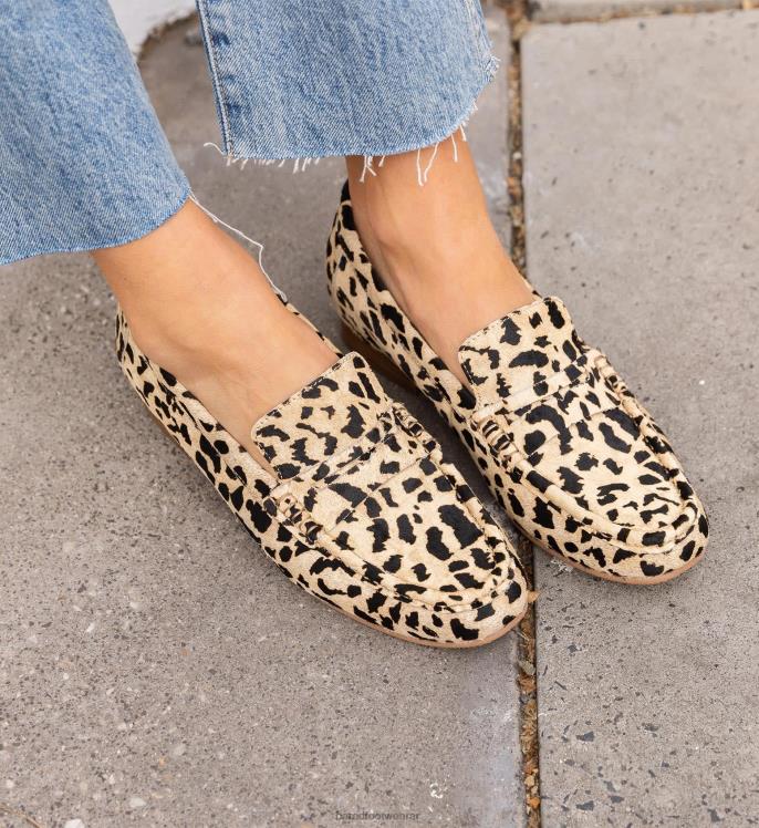 Bared Footwear mujer halcón 2 mocasines con pelo de becerro y motivo de leopardo 4Z00482