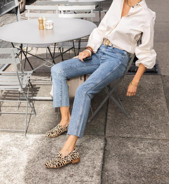 Bared Footwear mujer halcón 2 mocasines con pelo de becerro y motivo de leopardo 4Z00482