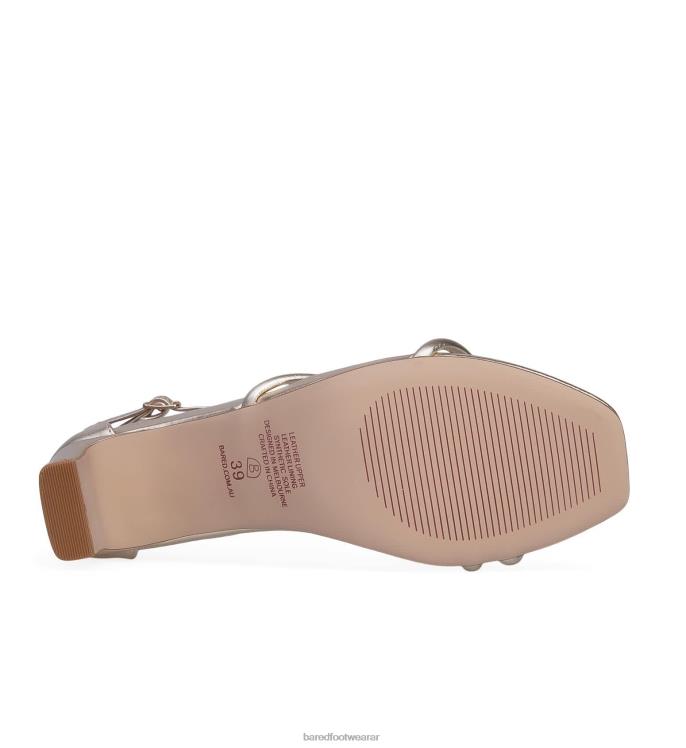 Bared Footwear mujer jilguero tacones bajos de cuero dorado suave 4Z004255