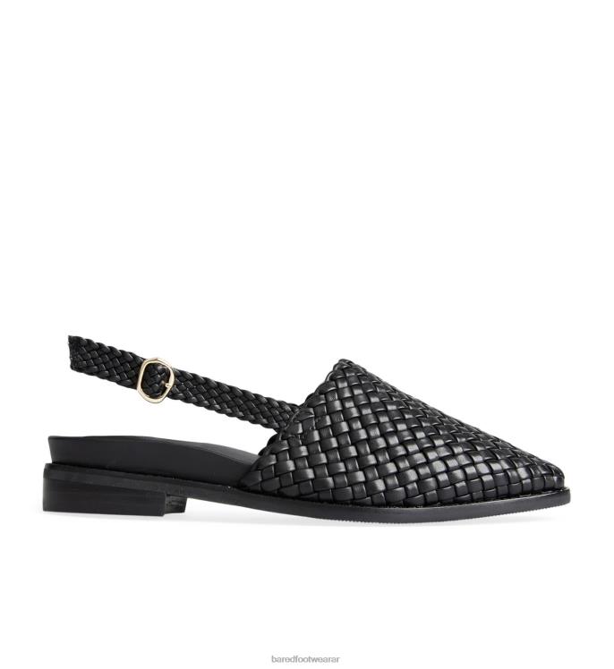 Bared Footwear mujer junco sandalias planas de cuero negro 4Z004172