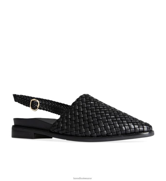 Bared Footwear mujer junco sandalias planas de cuero negro 4Z004172