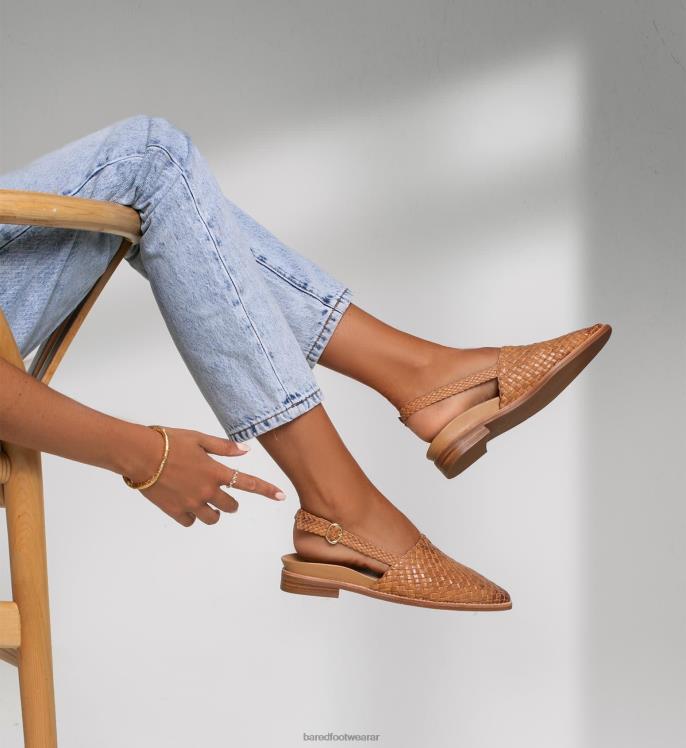 Bared Footwear mujer junco sandalias planas de cuero tostado 4Z004171