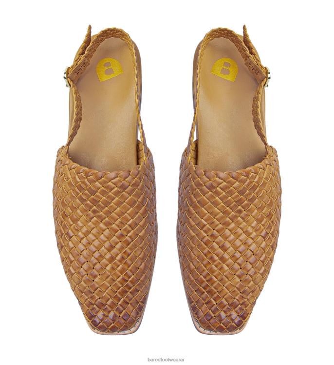 Bared Footwear mujer junco sandalias planas de cuero tostado 4Z004171