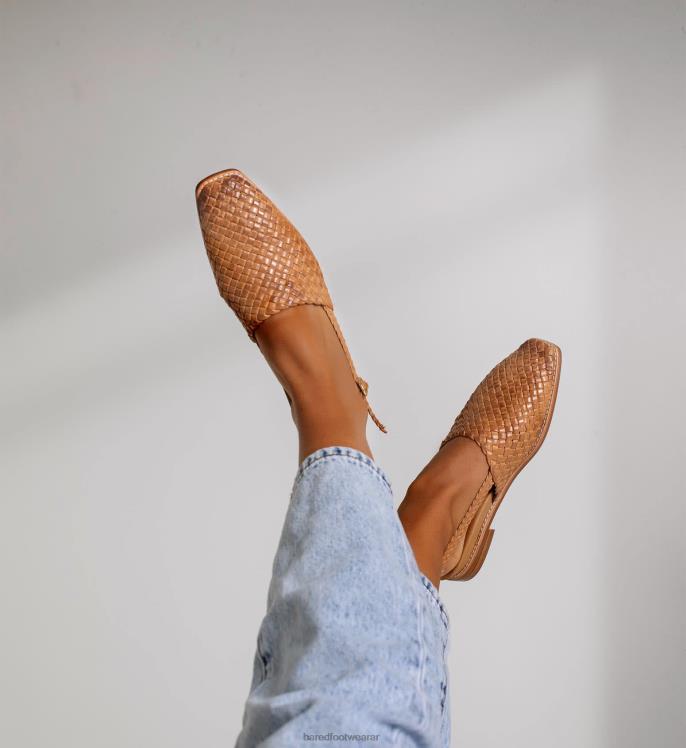 Bared Footwear mujer junco sandalias planas de cuero tostado 4Z004171