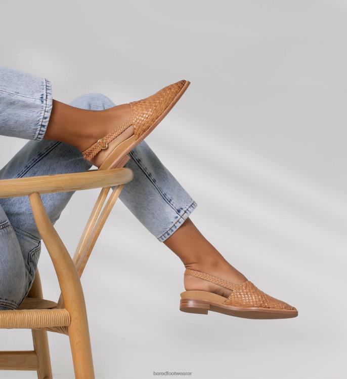 Bared Footwear mujer junco sandalias planas de cuero tostado 4Z004171