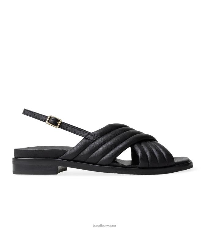 Bared Footwear mujer lora sandalias planas de cuero negro 4Z004168
