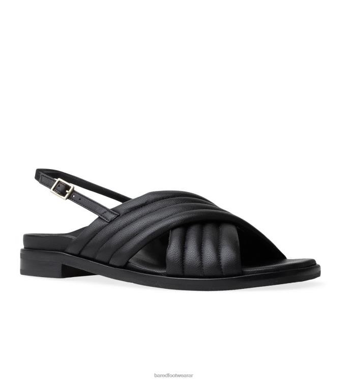 Bared Footwear mujer lora sandalias planas de cuero negro 4Z004168