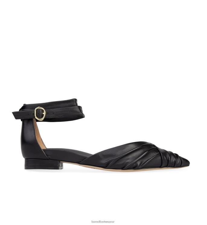 Bared Footwear mujer malkoha plano de cuero negro 4Z00477