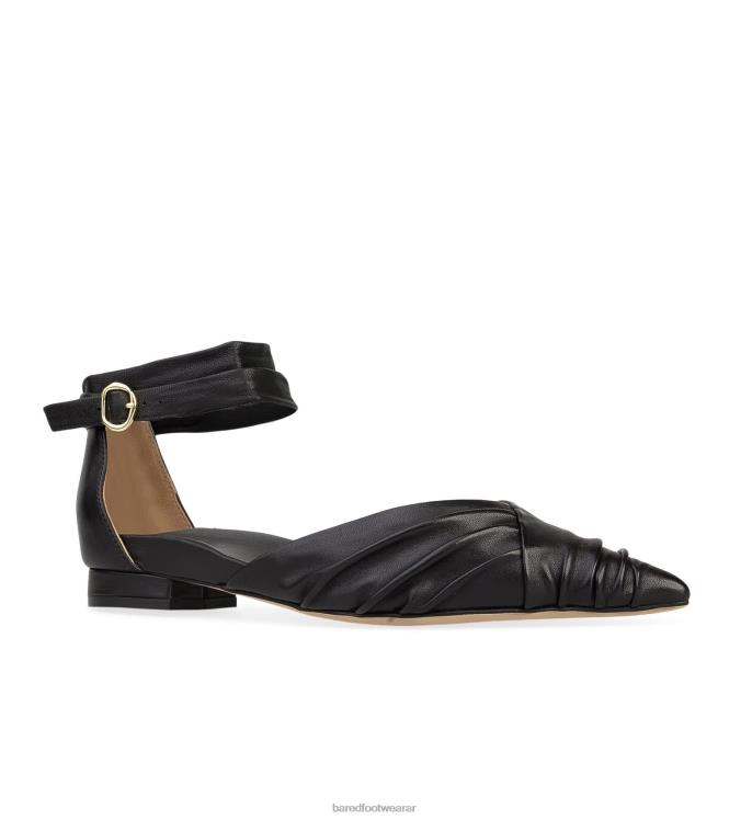 Bared Footwear mujer malkoha plano de cuero negro 4Z00477
