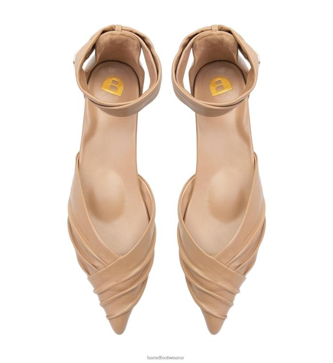 Bared Footwear mujer malkoha zapatos planos de cuero topo 4Z00475
