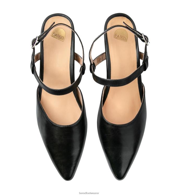 Bared Footwear mujer marabú tacones bajos de cuero negro 4Z004249