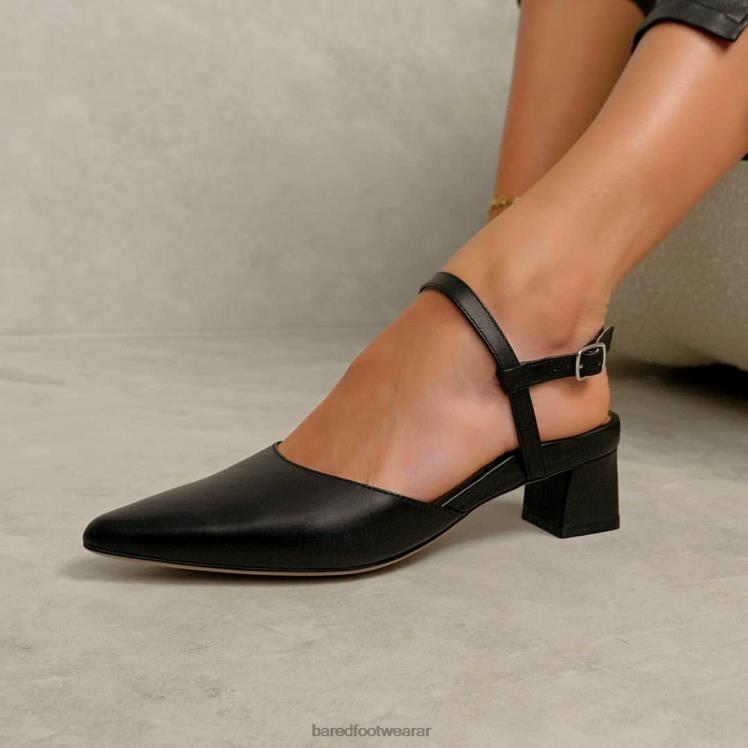 Bared Footwear mujer marabú tacones bajos de cuero negro 4Z004249